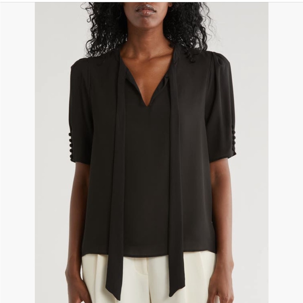T TAHARI WOVEN TIE NECK BLOUSE NWT SIZE SMALL